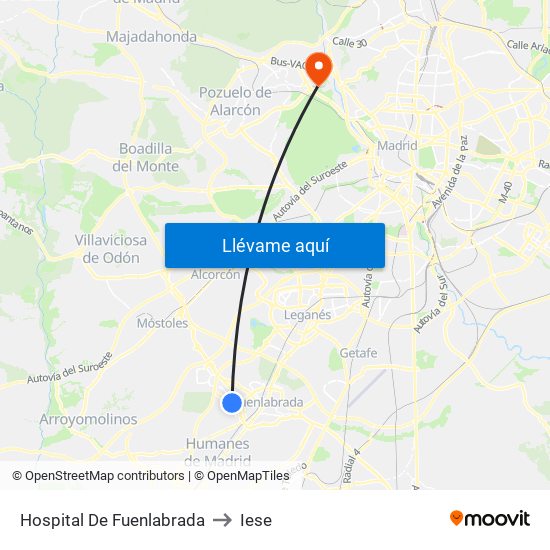 Hospital De Fuenlabrada to Iese map