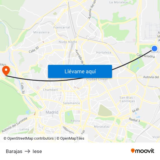 Barajas to Iese map