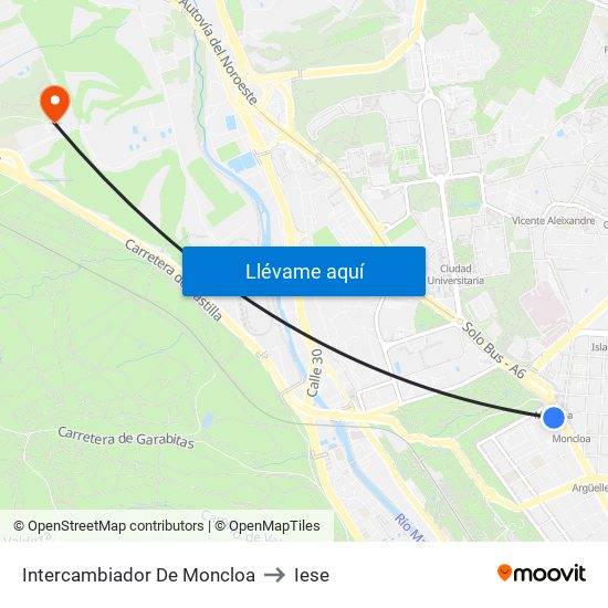 Intercambiador De Moncloa to Iese map