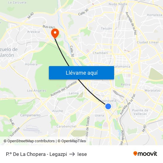 P.º De La Chopera - Legazpi to Iese map