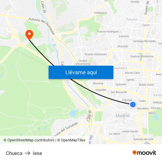 Chueca to Iese map