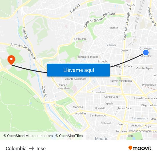 Colombia to Iese map