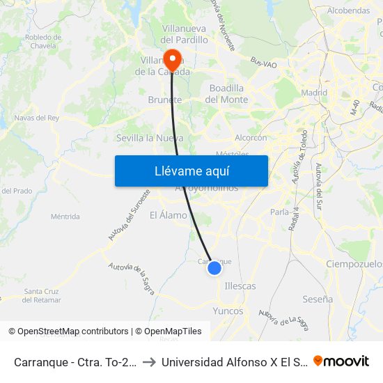 Carranque - Ctra. To-2034 to Universidad Alfonso X El Sabio map