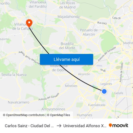 Carlos Sainz - Ciudad Del Automóvil to Universidad Alfonso X El Sabio map