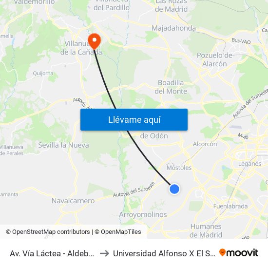 Av. Vía Láctea - Aldebarán to Universidad Alfonso X El Sabio map