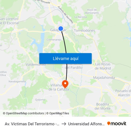 Av. Víctimas Del Terrorismo - Centro De Salud to Universidad Alfonso X El Sabio map