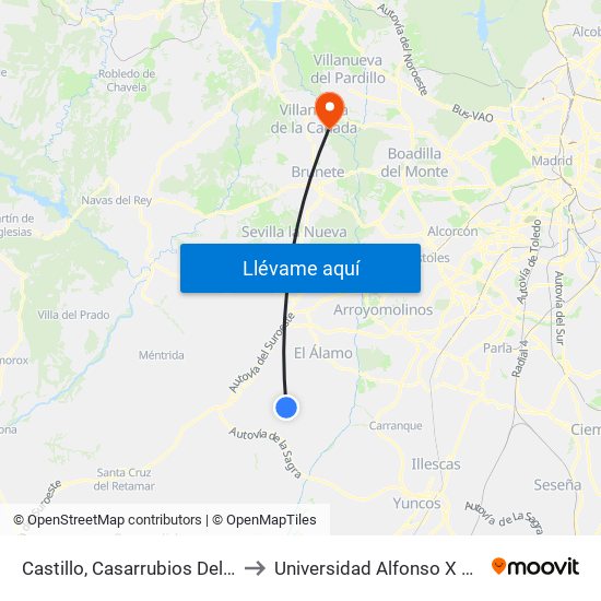 Castillo, Casarrubios Del Monte to Universidad Alfonso X El Sabio map