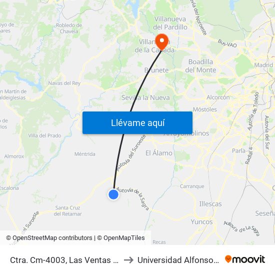 Ctra. Cm-4003, Las Ventas De Retamosa to Universidad Alfonso X El Sabio map