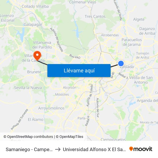 Samaniego - Campezo to Universidad Alfonso X El Sabio map