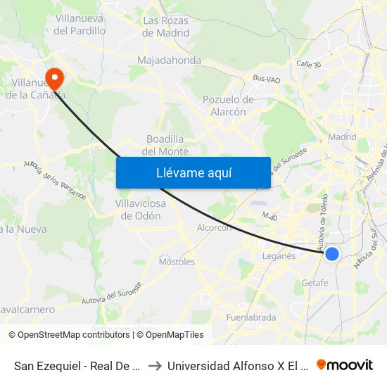 San Ezequiel - Real De Pinto to Universidad Alfonso X El Sabio map