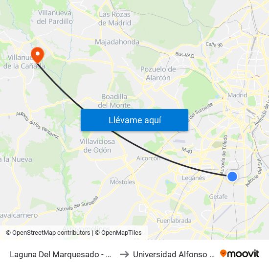 Laguna Del Marquesado - Real De Pinto to Universidad Alfonso X El Sabio map