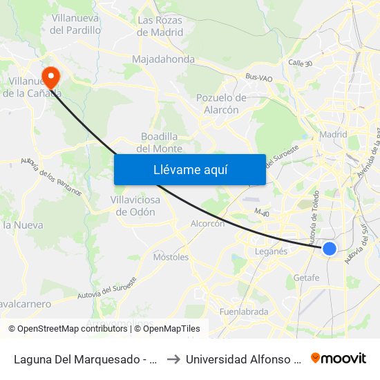 Laguna Del Marquesado - San Erasmo to Universidad Alfonso X El Sabio map