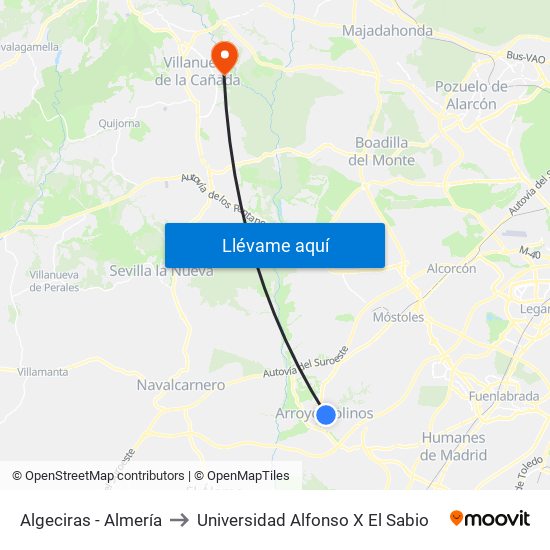 Algeciras - Almería to Universidad Alfonso X El Sabio map