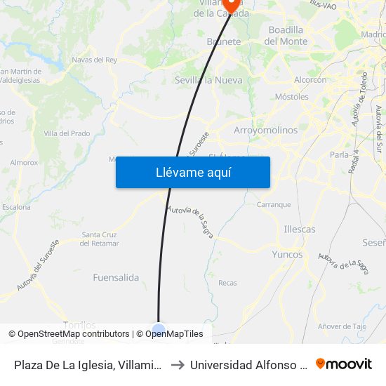 Plaza De La Iglesia, Villamiel De Toledo to Universidad Alfonso X El Sabio map