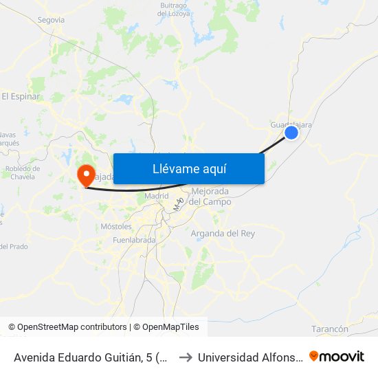 Avenida Eduardo Guitián, 5 (Centro Comercial) to Universidad Alfonso X El Sabio map