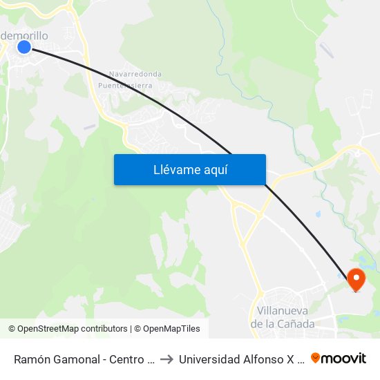 Ramón Gamonal - Centro De Salud to Universidad Alfonso X El Sabio map