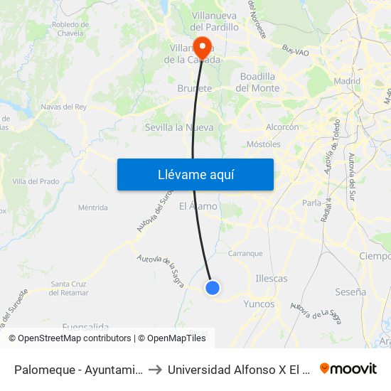 Palomeque - Ayuntamiento to Universidad Alfonso X El Sabio map