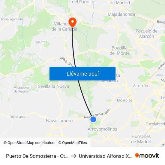 Puerto De Somosierra - Ctra. M-413 to Universidad Alfonso X El Sabio map