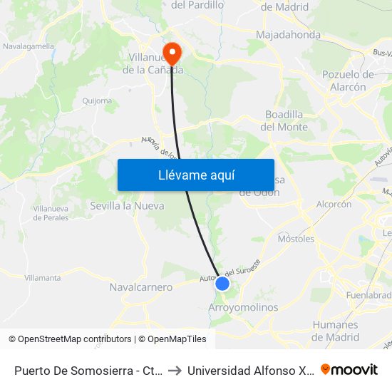 Puerto De Somosierra - Ctra. M-413 to Universidad Alfonso X El Sabio map