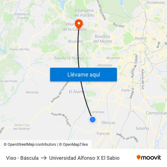 Viso - Báscula to Universidad Alfonso X El Sabio map