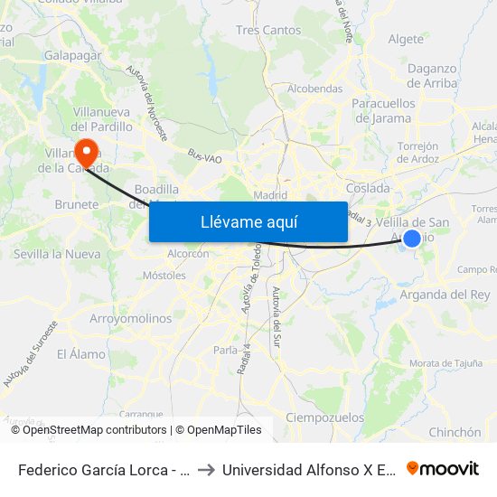 Federico García Lorca - Mirlos to Universidad Alfonso X El Sabio map