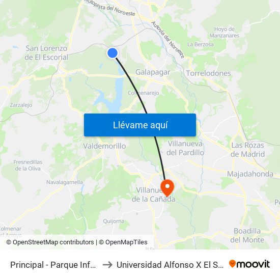 Principal - Parque Infantil to Universidad Alfonso X El Sabio map