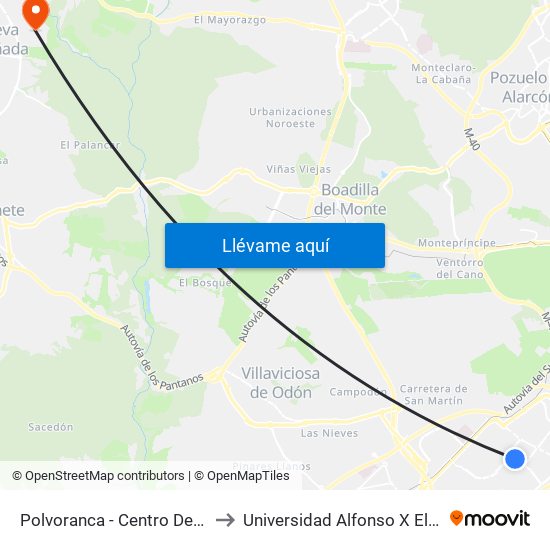 Polvoranca - Centro De Salud to Universidad Alfonso X El Sabio map