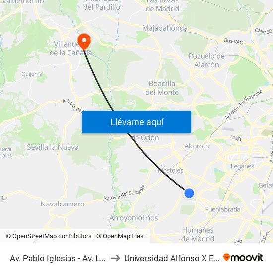 Av. Pablo Iglesias - Av. Libertad to Universidad Alfonso X El Sabio map