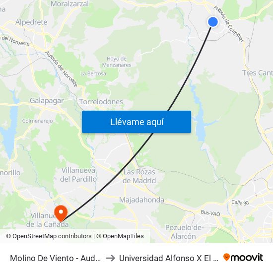Molino De Viento - Auditorio to Universidad Alfonso X El Sabio map