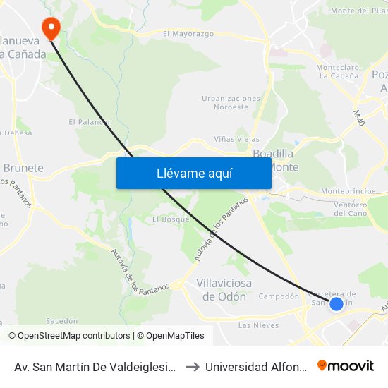 Av. San Martín De Valdeiglesias - Autocaravanas to Universidad Alfonso X El Sabio map