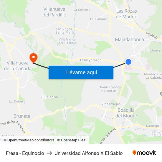 Fresa - Equinocio to Universidad Alfonso X El Sabio map