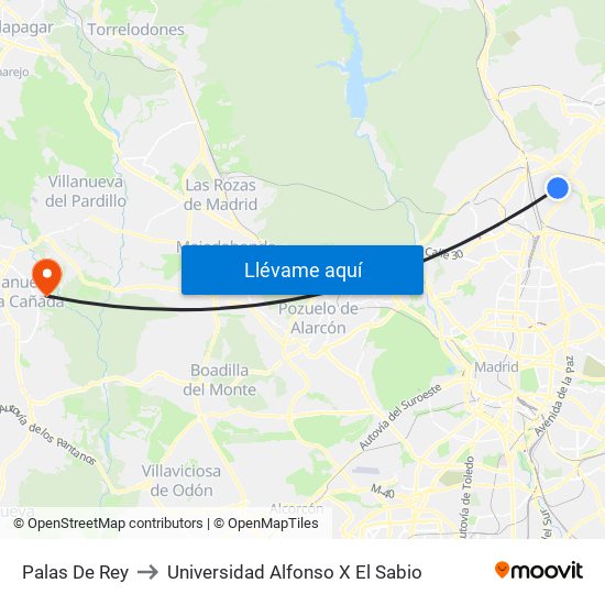 Palas De Rey to Universidad Alfonso X El Sabio map