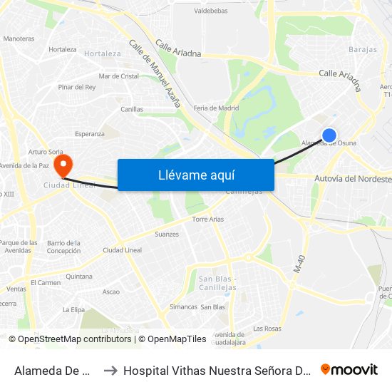 Alameda De Osuna to Hospital Vithas Nuestra Señora De América map