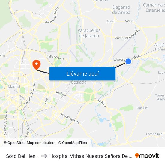 Soto Del Henares to Hospital Vithas Nuestra Señora De América map