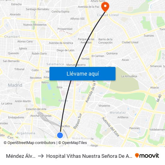 Méndez Álvaro to Hospital Vithas Nuestra Señora De América map