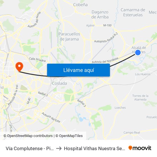 Vía Complutense - Pintor Picasso to Hospital Vithas Nuestra Señora De América map
