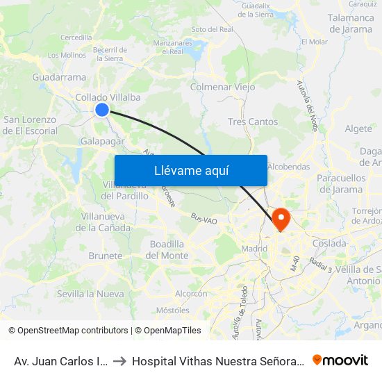 Av. Juan Carlos I - Zoco to Hospital Vithas Nuestra Señora De América map