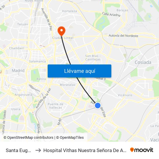 Santa Eugenia to Hospital Vithas Nuestra Señora De América map