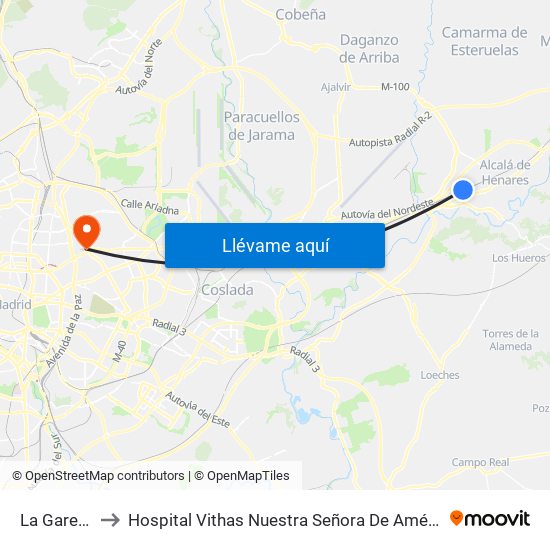 La Garena to Hospital Vithas Nuestra Señora De América map