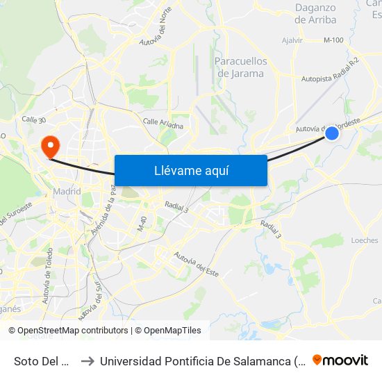 Soto Del Henares to Universidad Pontificia De Salamanca (Campus De Madrid) map