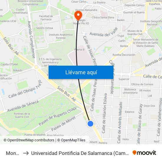 Moncloa to Universidad Pontificia De Salamanca (Campus De Madrid) map