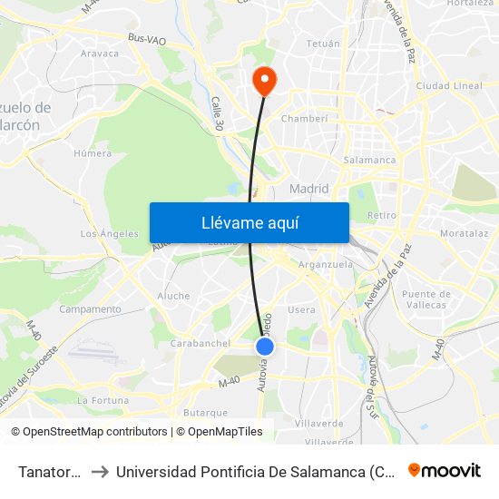 Tanatorio Sur to Universidad Pontificia De Salamanca (Campus De Madrid) map