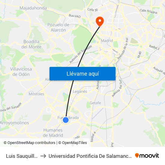 Luis Sauquillo - Grecia to Universidad Pontificia De Salamanca (Campus De Madrid) map