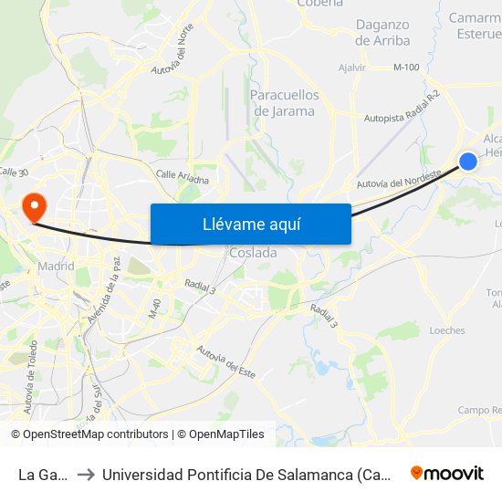 La Garena to Universidad Pontificia De Salamanca (Campus De Madrid) map