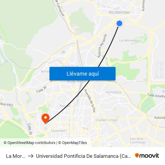 La Moraleja to Universidad Pontificia De Salamanca (Campus De Madrid) map