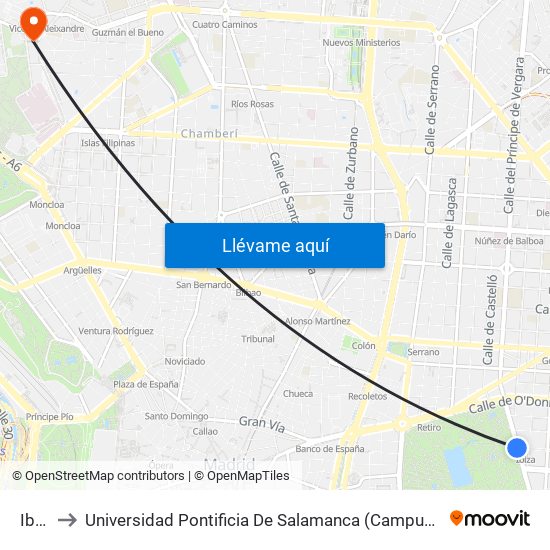 Ibiza to Universidad Pontificia De Salamanca (Campus De Madrid) map