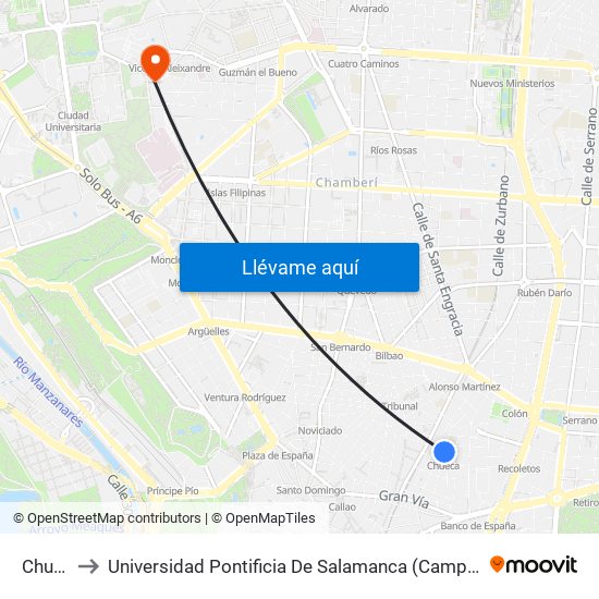 Chueca to Universidad Pontificia De Salamanca (Campus De Madrid) map