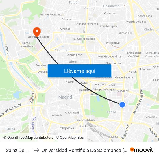 Sainz De Baranda to Universidad Pontificia De Salamanca (Campus De Madrid) map