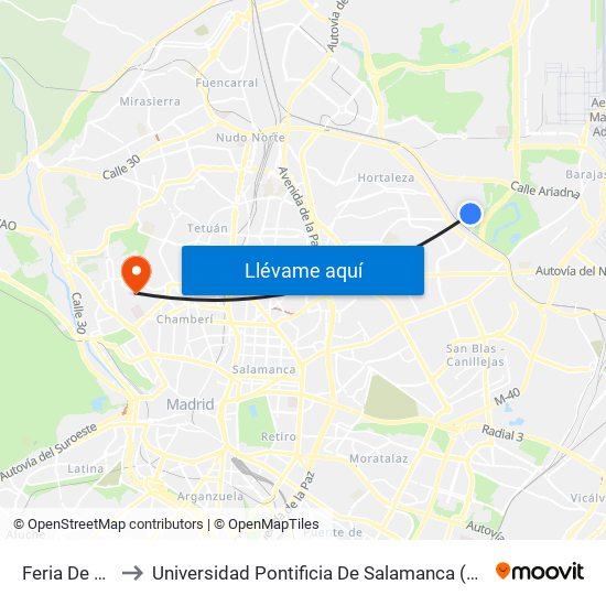 Feria De Madrid to Universidad Pontificia De Salamanca (Campus De Madrid) map