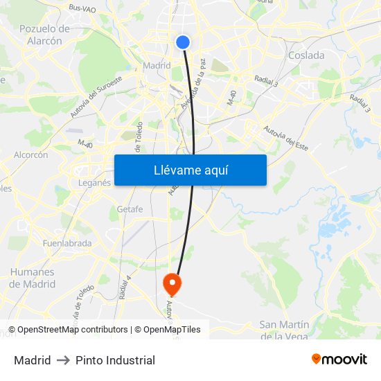 Madrid to Pinto Industrial map